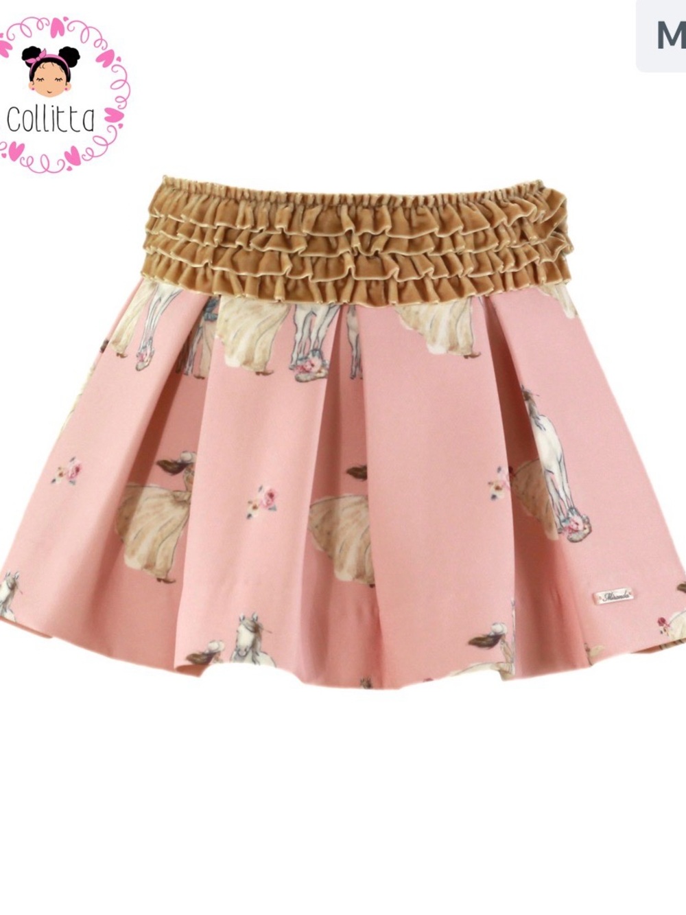 Teen Pink Horse-Print Ruffled Waist Skirt